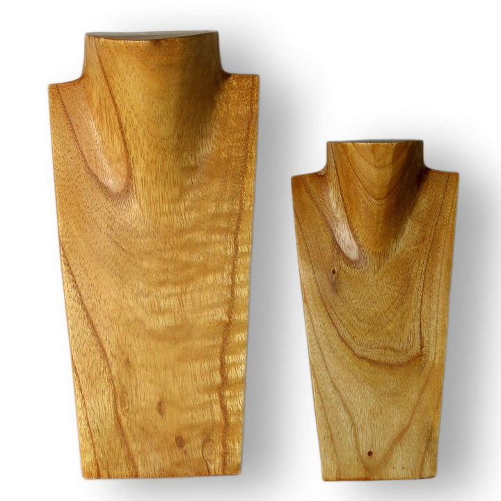 ART-CRAFT Halskettenständer Schmuckständer Halskettendisplay Schmuckbüste aus Holz Natur 2er Set 20