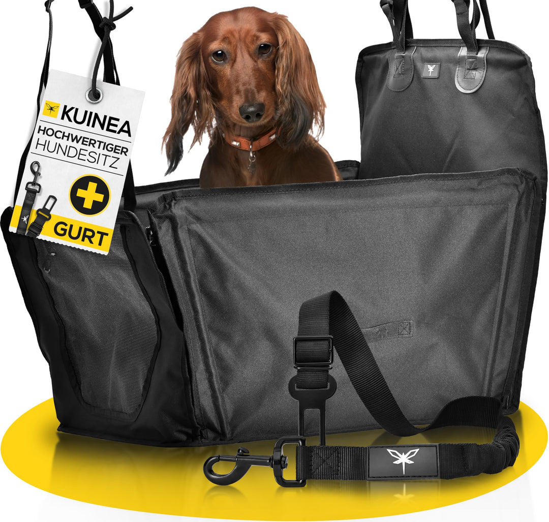 KUINEA Hundesitz Auto Rückbank mit GRATIS Hundegurt für Auto - für kleine bis mittelgrosse Hunde - P