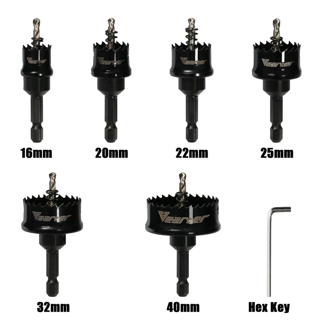 Vearter Bi-Metall Lochsäge, 16-40mm 6 Stück Lochsäge Set Bohrkrone, Dünnwandiges Kobalt M42 Lochkrei
