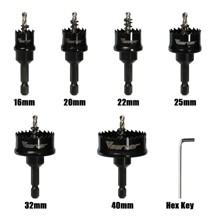 Vearter Bi-Metall Lochsäge, 16-40mm 6 Stück Lochsäge Set Bohrkrone, Dünnwandiges Kobalt M42 Lochkrei