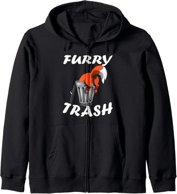 Furry Trash Roter Fuchs Mülltonne Comic Style Anime Tiere Kapuzenjacke