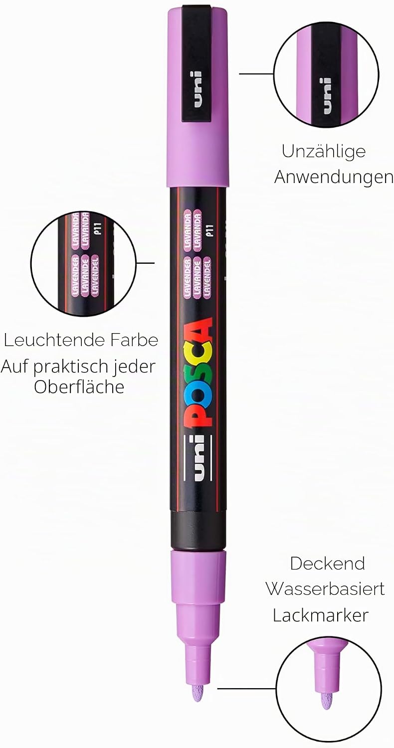 POSCA uni PC3M Stift mit feiner Spitze, weiche Farben, 8 Stück
