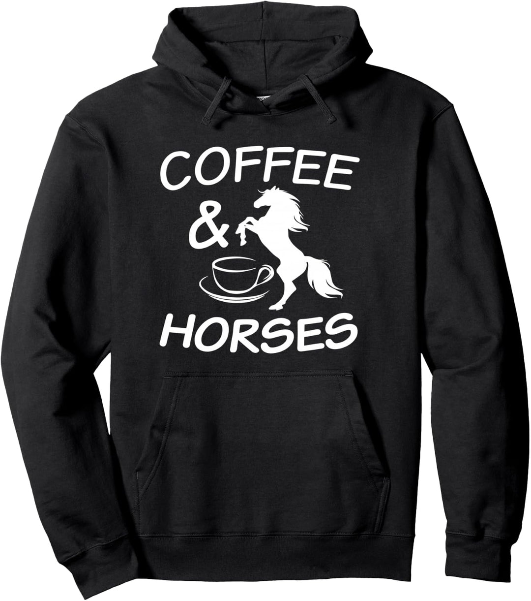 Damen Kaffee & Pferde Tee Cowgirl Western Pullover Hoodie