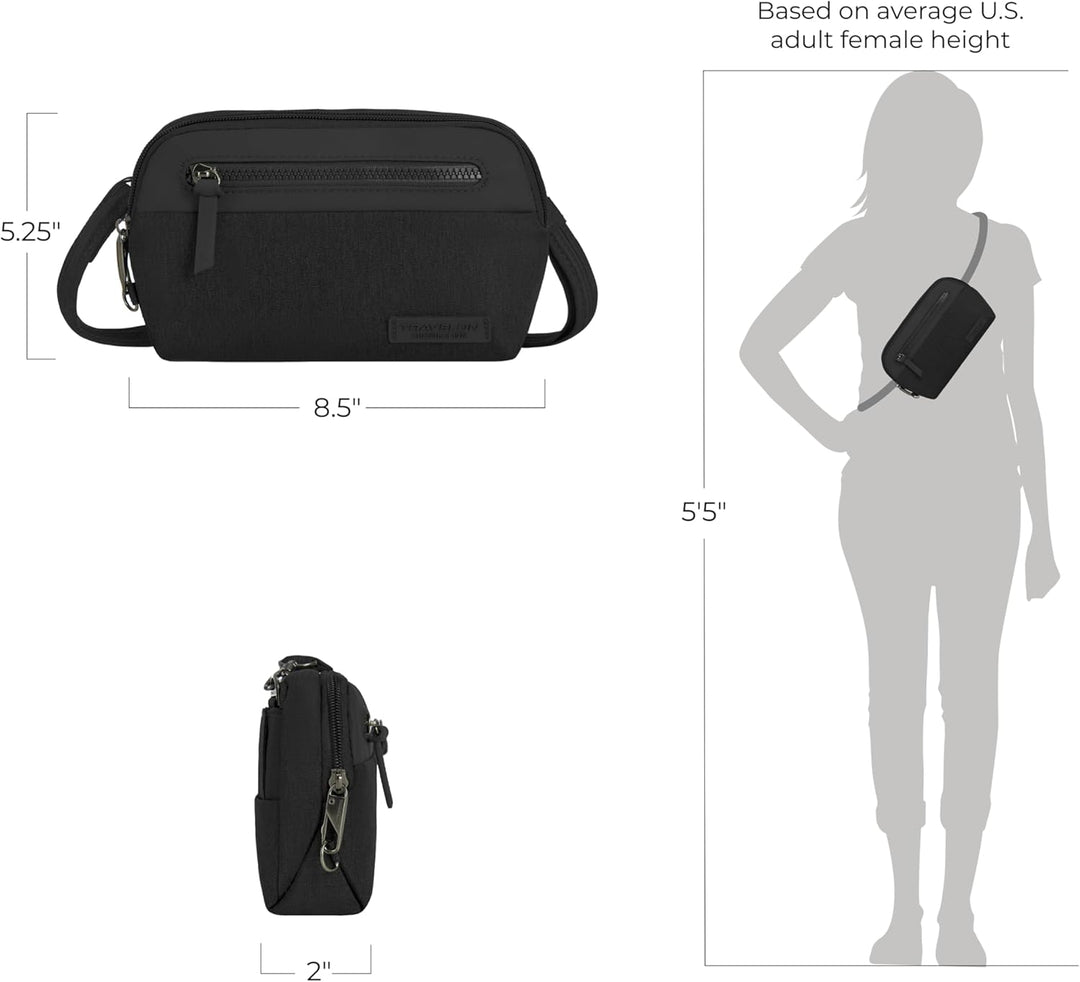 Travelon: Metro Umhängetasche mit Diebstahlschutz, klein Schwarz, Schwarz