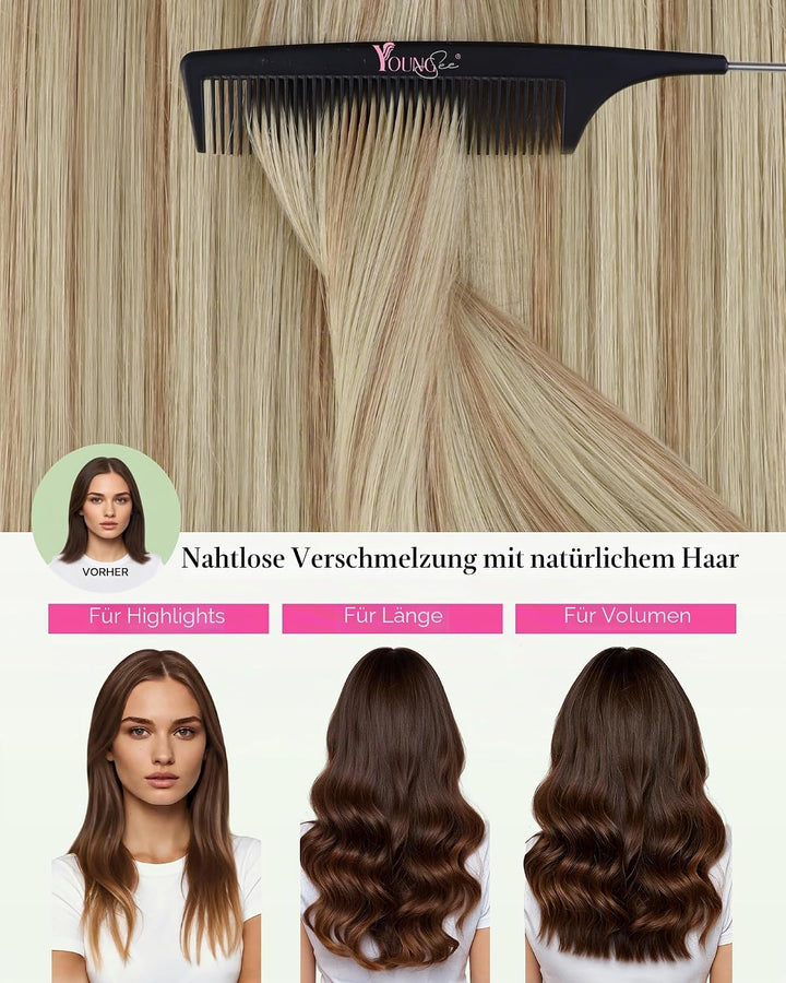 YoungSee Tape Extensions Echthaar Blond Tape in Extensions Aschblond Echthaar Extensions Tape Blond
