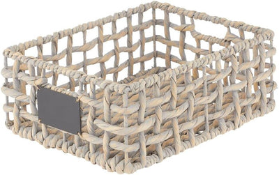 mDesign 3er-Set Aufbewahrungskorb für Schrank oder Regal – Flechtkorb mit Beschriftungsschild aus Hy