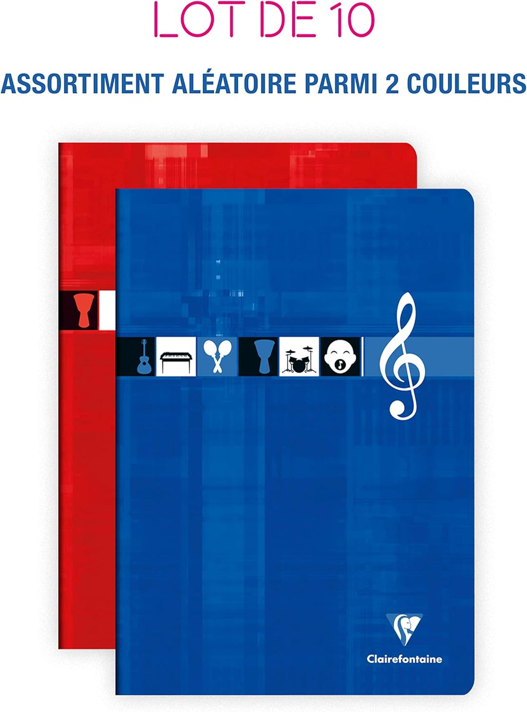 Clairefontaine 3117C - Packung mit 10 Notenheften, ideal für Musikunterricht, DIN A4 21x29,7 cm, 24