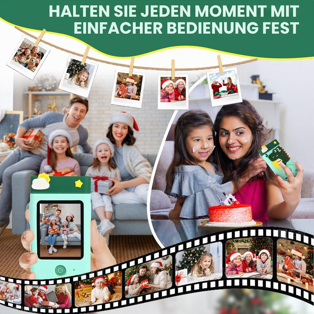 Kinderkamera Spielzeug mit 180° Drehobjektiv, Kinder Handy Smartphone mit 2.8 inch Touchscreen &amp; Sil