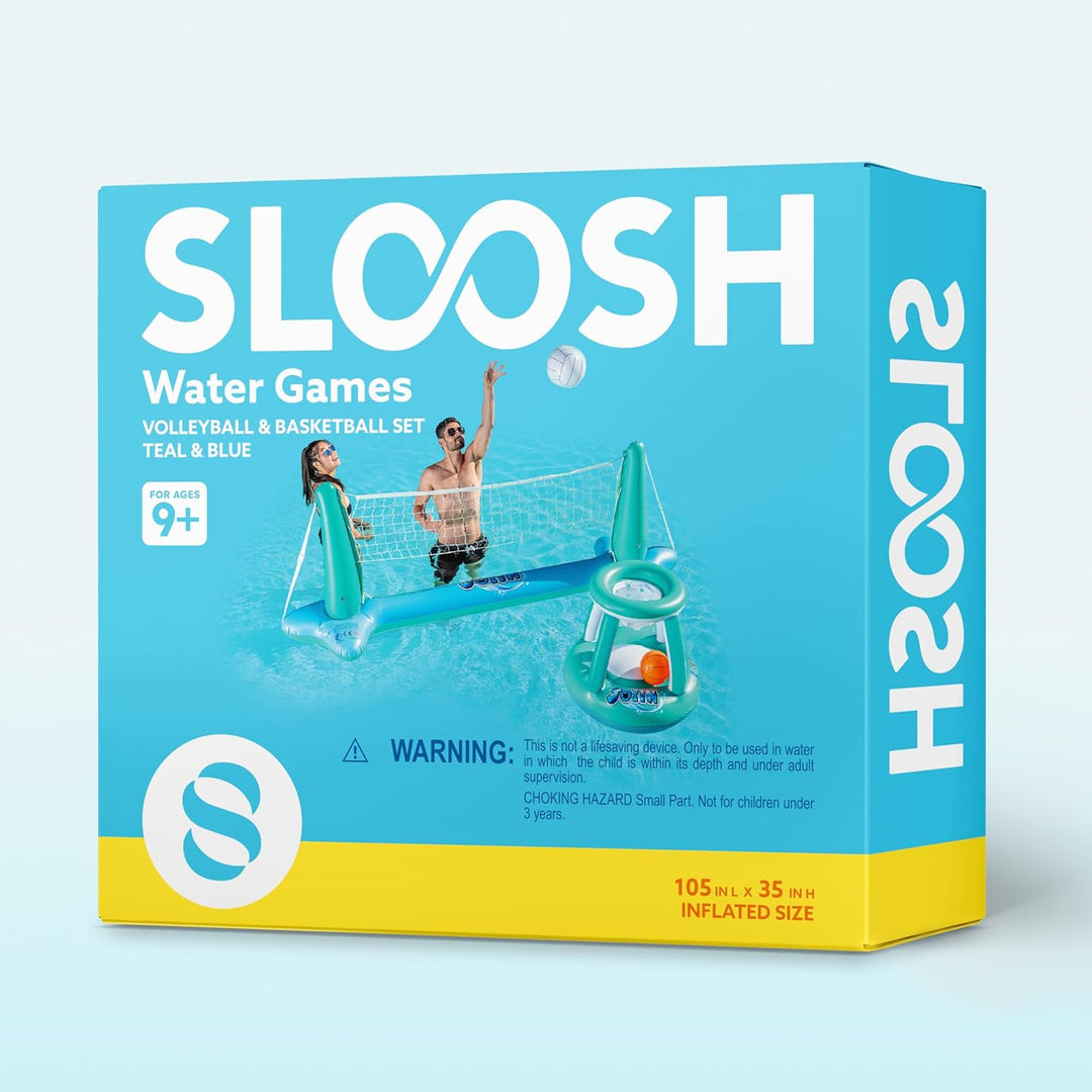 JOYIN Aufblasbare Pool Float Set, Volleyballnetz & Basketballkörbe & Bälle für Kinder Erwachsene, Wa