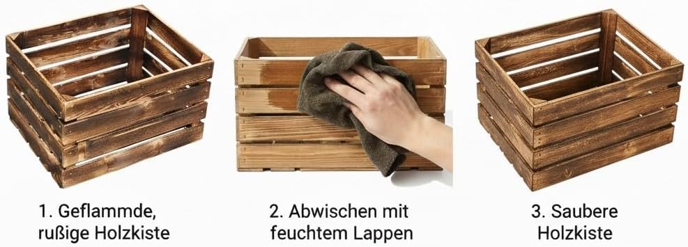 Teramico Alte geflammte Obstkisten / Holzkisten in vielen Variationen -Ideal zum Möbelbau oder zur A