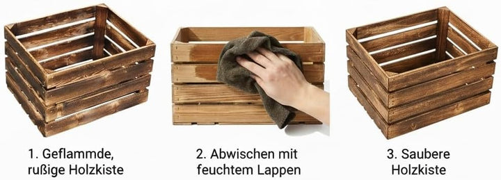 Teramico Alte geflammte Obstkisten / Holzkisten in vielen Variationen -Ideal zum Möbelbau oder zur A