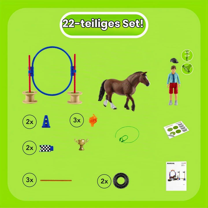 Schleich Farm World | Pony Agility Rennen 42482 | 26 Teile neue Verpackung, neue Verpackung