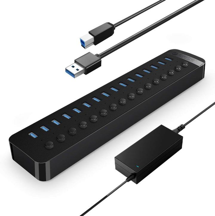 ORICO USB Hub 3.0 Aktiv 16 Ports 78W Mit Netzteil Einzelne EIN/Aus-Schalter und 12V / 5A Energien-Ad