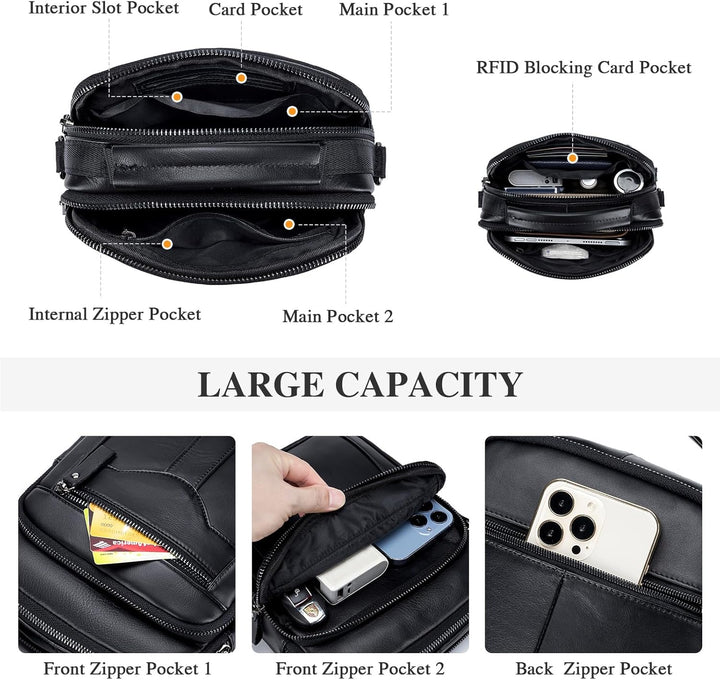 BAIGIO Umhängetasche Leder Herren Schultertasche Herrentasche Herrenhandtasche Vintage für Arbeit Re