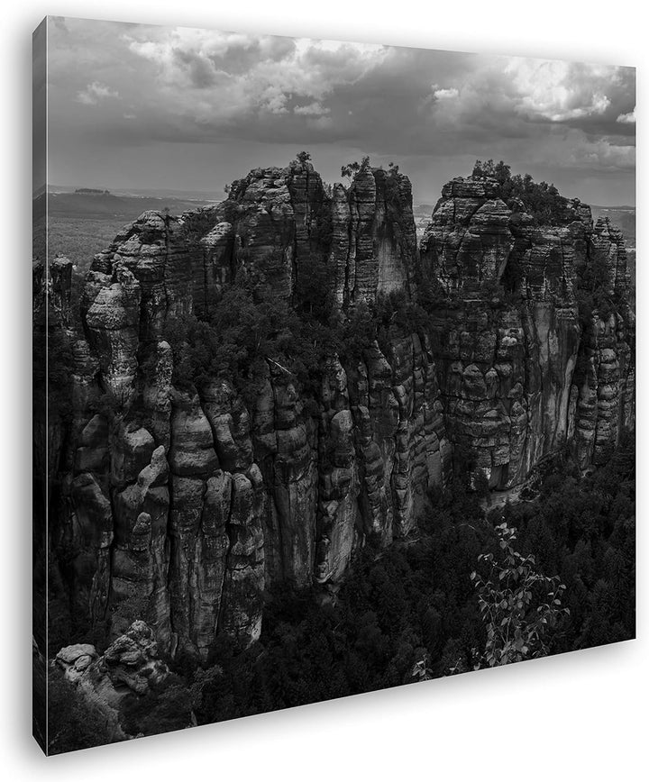 Sandsteinformationen in der Schweiz Format: 60x60 Effekt: Schwarz&Weiss als Leinwandbild, Motiv fert