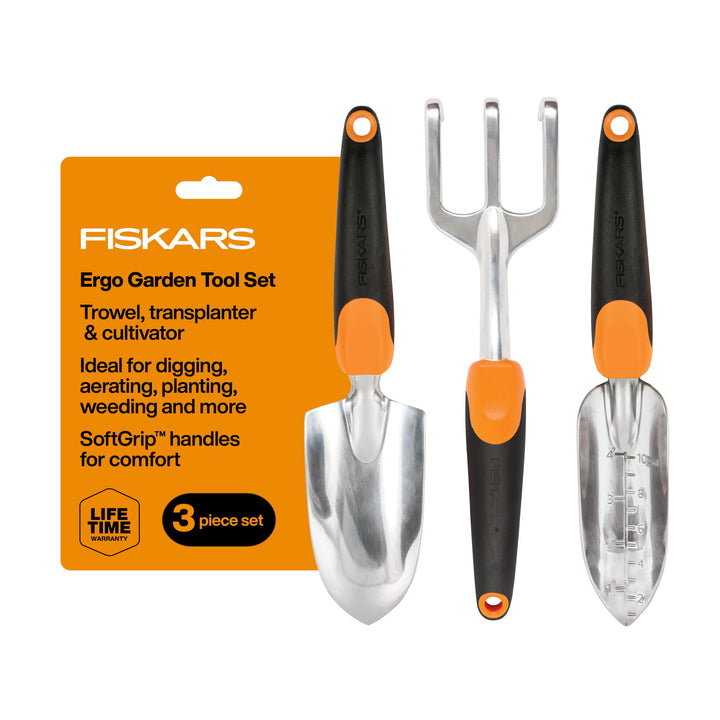 Fiskars Ergo Gartenwerkzeug-Set Recyclable Package schwarz/orange, Recyclable Package