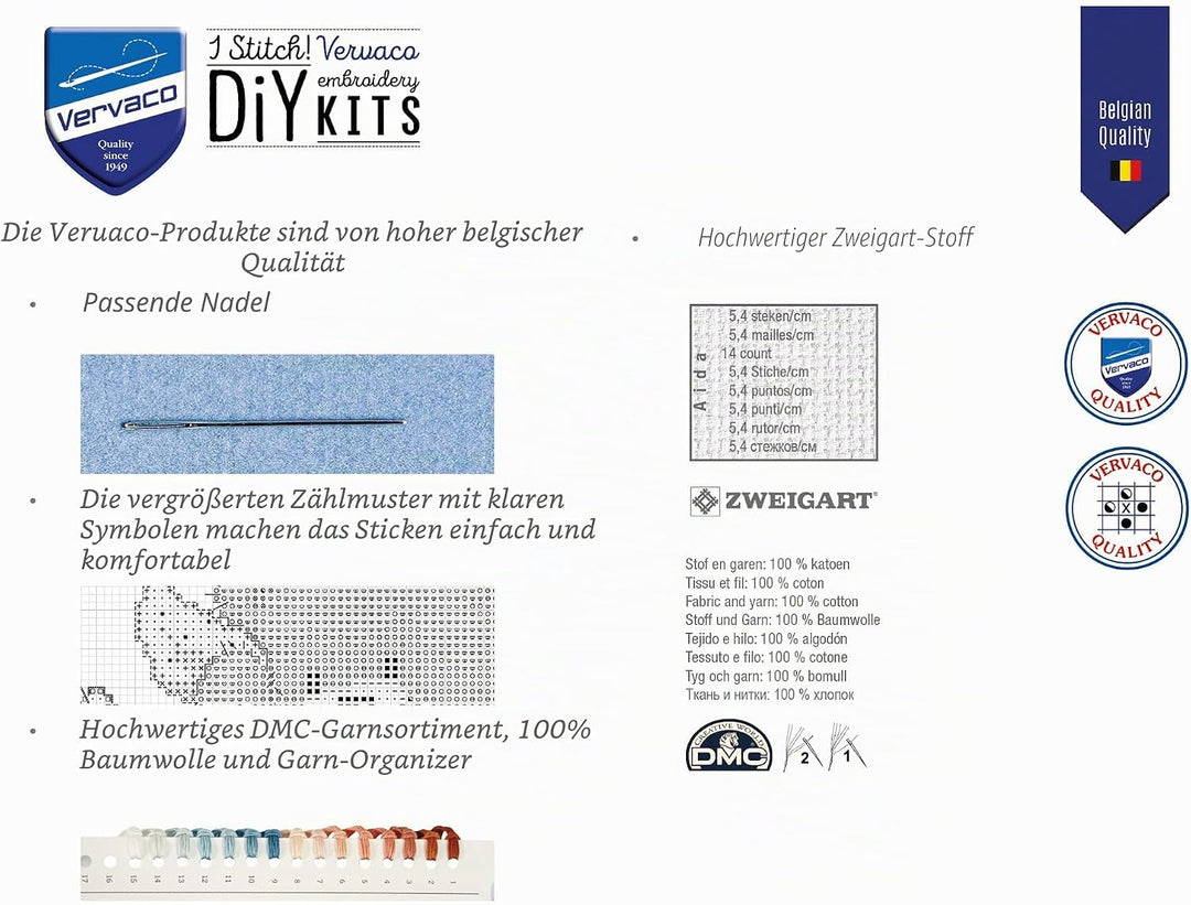 Vervaco PN-0163786 Baby & Bär Zählmusterpackung, Baumwolle, mehrfarbig, 28 x 22 cm / 11,2" x 8,8"