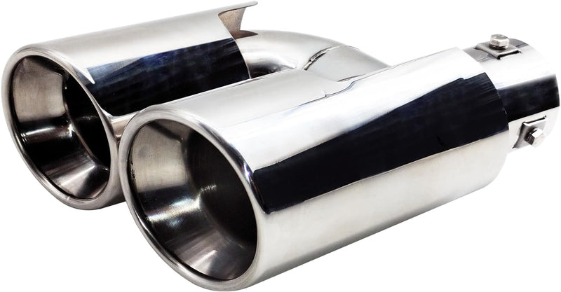 Simoni Racing Auspuffzierstück Doppel Rund Edelstahl - Ø90xL220mm - Anschluss ->Ø37-59mm