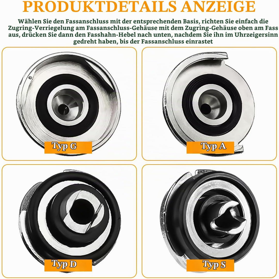 Kegverschluss Zapfkopf Typ D G5/8 Gewinde Keg Zapfanlage mit Überdruckventil, 304 Edelstahl Brauen B