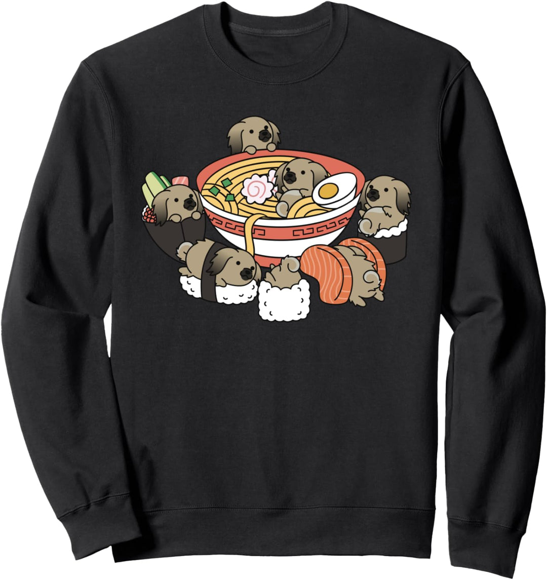 Ramen Sushi Pekingese Hund Sweatshirt