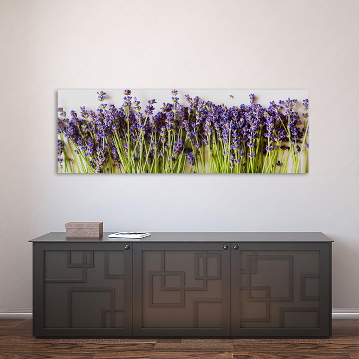 Feeby. Leinwandbild, Bilder, Wand Bild, Wandbilder, Kunstdruck 150x50 cm, LAVENDEL, NATUR, VIOLETT,