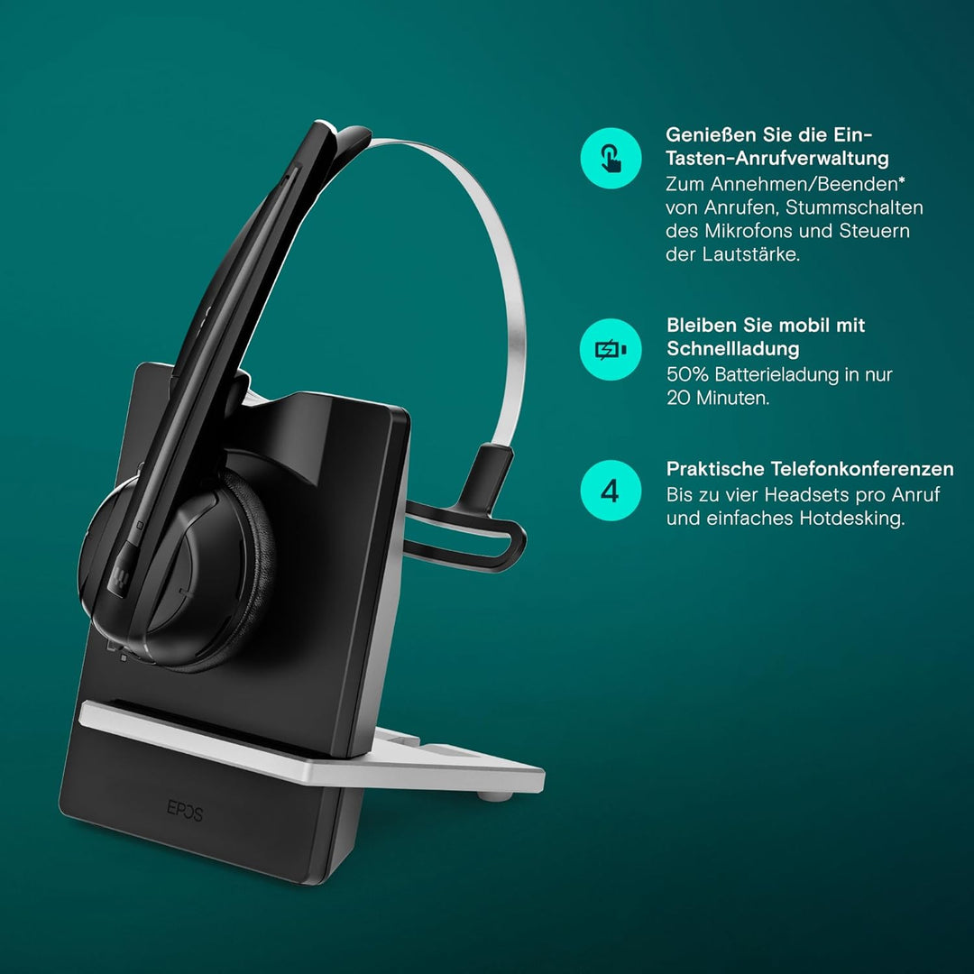 EPOS Impact D 10 USB ML - EU II - Einseitiges Wireless DECT Headset, UC-Optimiert, Geräuschunterdrüc