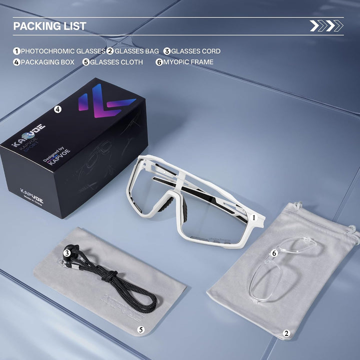 KAPVOE Photochromatische Fahrradbrille MTB Brille Selbsttönend Klar Radbrille Rennrad Sportbrille So