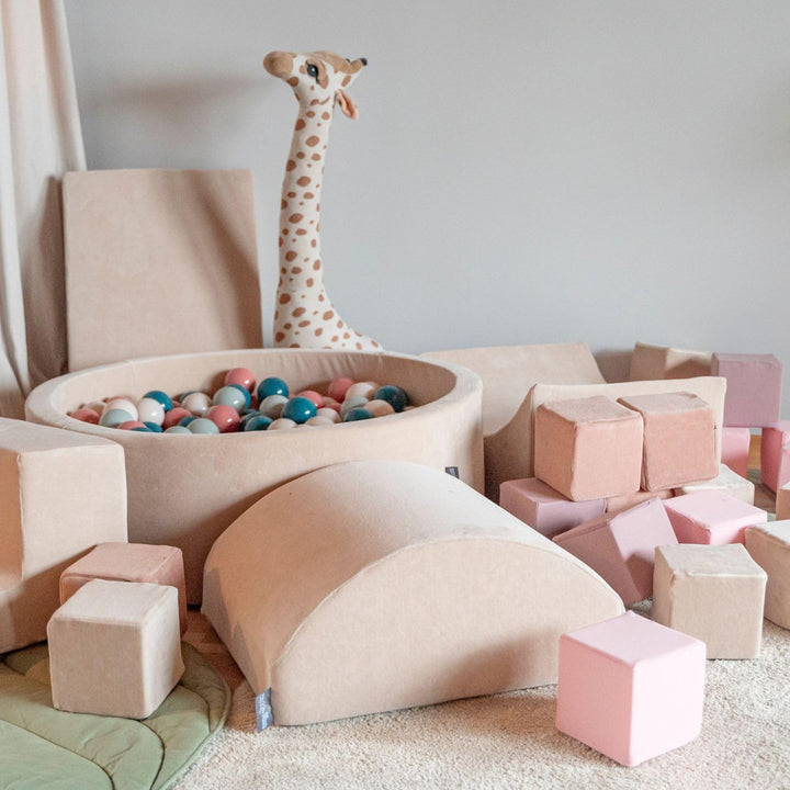 KiddyMoon Spielplatz Velvet Aus Schaumstoff Hindernisläufen, Element Stüfchen, Sandbeige Multi-Gröss