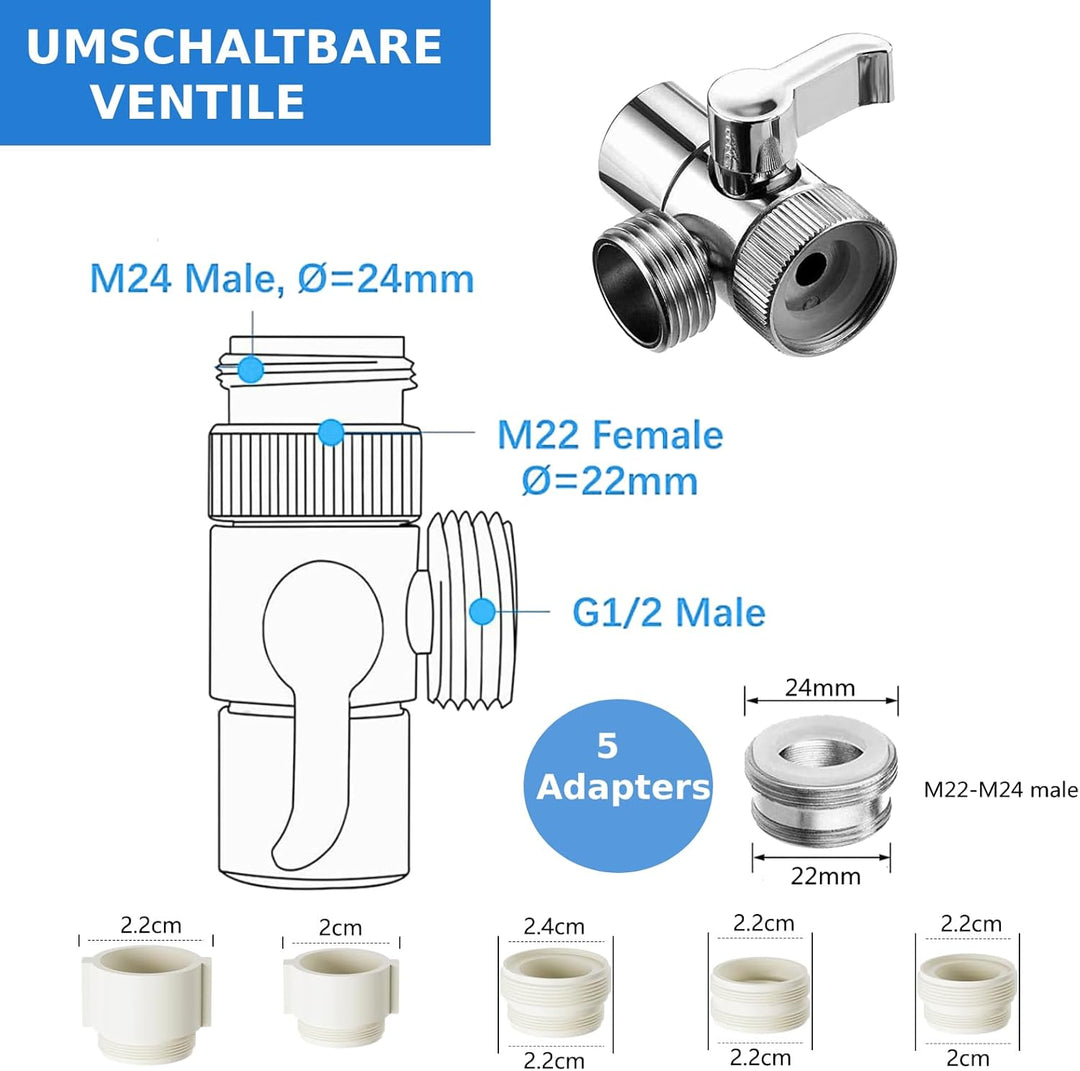 Handbrause für Waschbecken, Waschbeckenbrause mit Schlauch, Handbrause Duschkopf Set Mit Halterung,