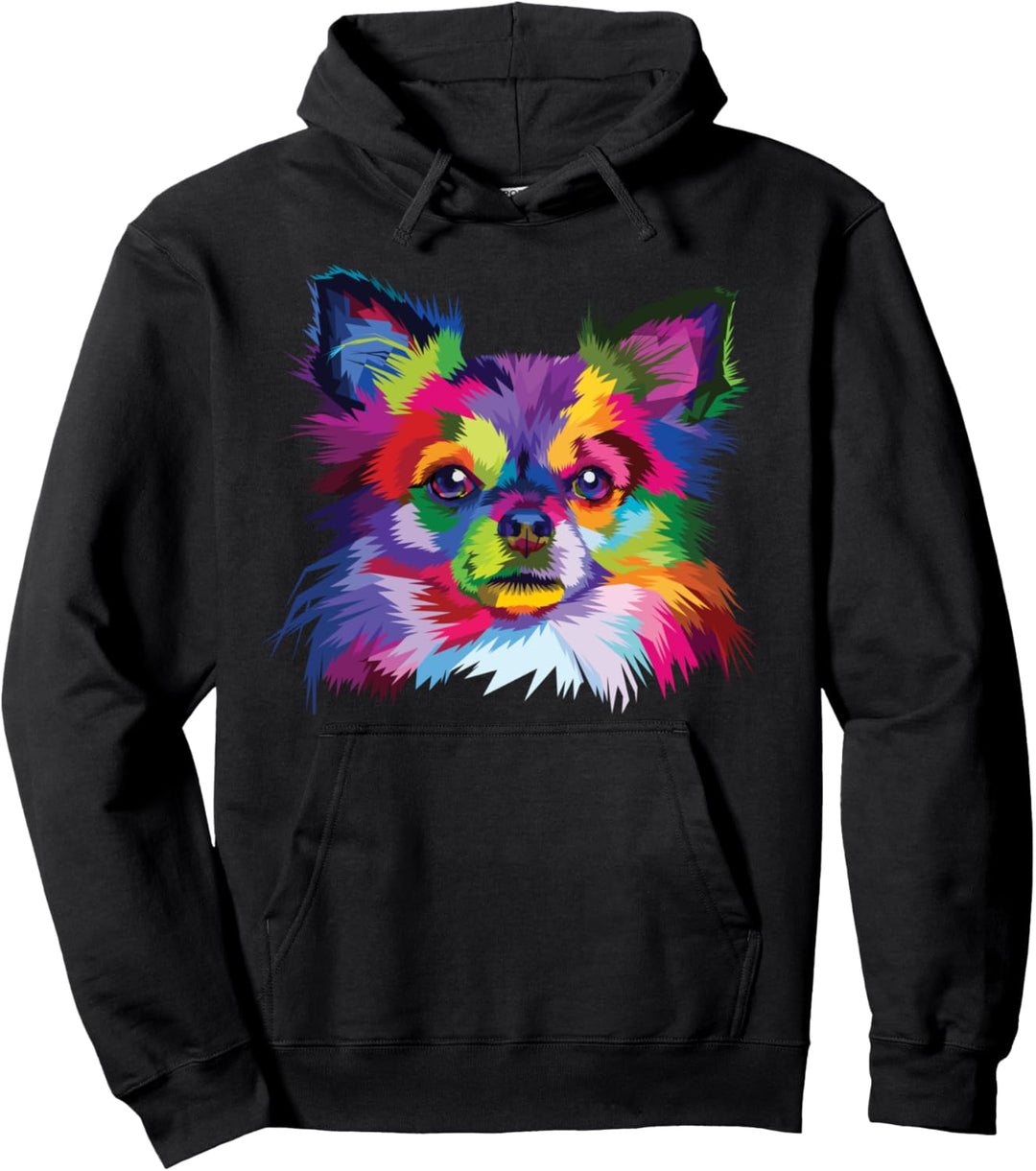 Niedlicher Regenbogen-Chihuahua, lebendiger Hund, bunt, Welpe Pullover Hoodie