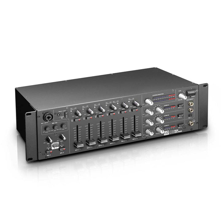 LD Systems ZONE 624-19" 4-Zonen Mixer mit 2 Mikrofonkanälen und 3HE, schwarz 4-Zonen Mixer 3HE, 4-Zo