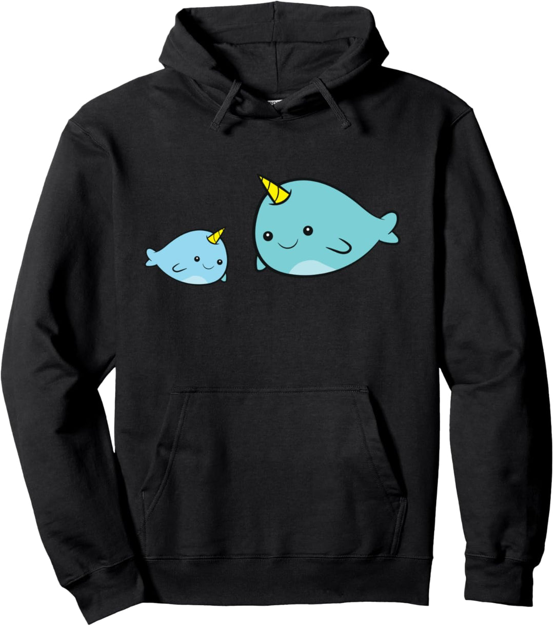 Niedlicher Narwal mit Aufschrift "Mama und Baby", lustiger Narwal Pullover Hoodie