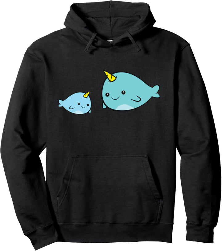Niedlicher Narwal mit Aufschrift "Mama und Baby", lustiger Narwal Pullover Hoodie