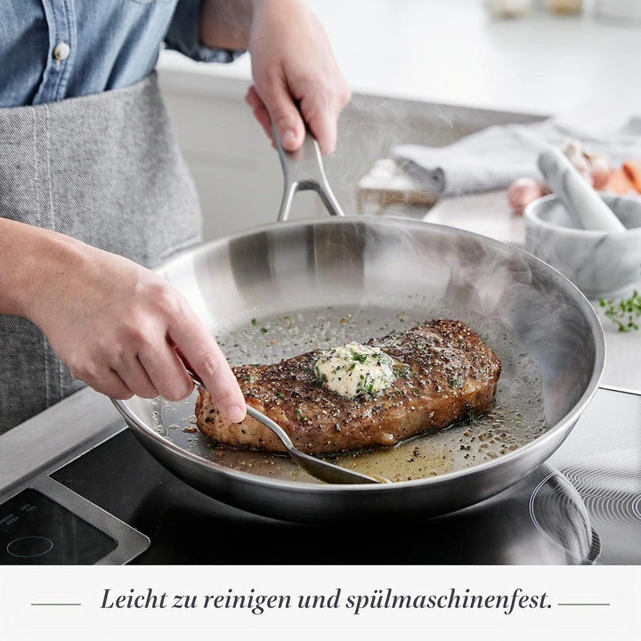 Merten &amp; Storck Tri-Ply 18/10 Edelstahl Induktion 26cm und 30cm Bratpfanne Set, Multi Clad, Backofen