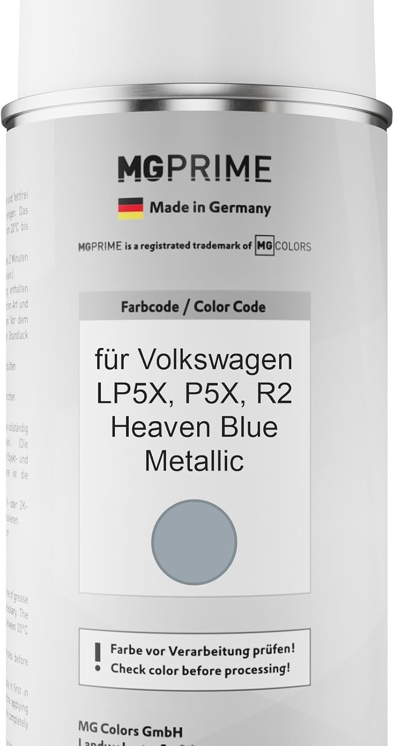 MG PRIME Autolack Sprühdosen Set für Volkswagen VW LP5X / P5X / R2 Heaven Blue Metallic Basislack Kl