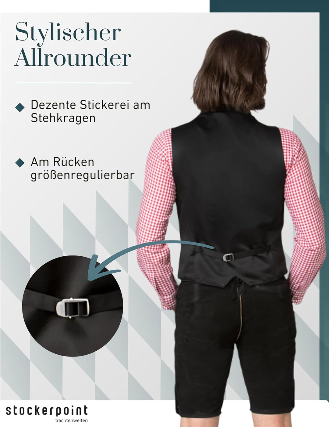Stockerpoint Herren Trachtenweste Calzado 46 Schwarz, 46 Schwarz