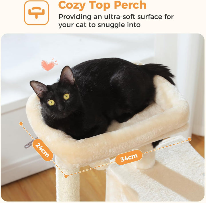 PAWZ Road Katzenbaum mit Metall-Plüsch-Hängematte, Katzenturm für ausgewachsene Katzen mit 2-türigem