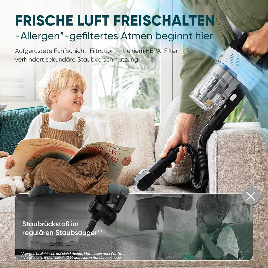 Levoit - 60 Tage Handsfreier Reinigungsstation – Akku Staubsauger - Bis zu 150㎡ Reichweite - 99,99 %