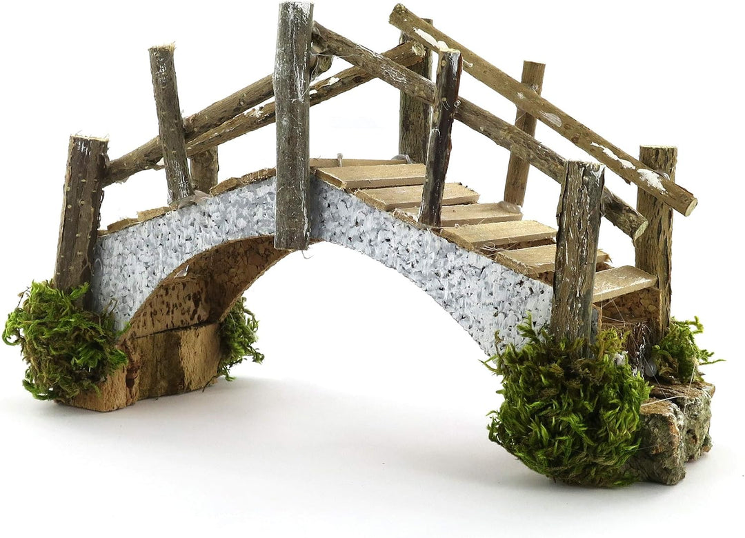 Bertoni Brücke aus Kork und Holzplanken für Krippe | Italienisches Produkt | 23x12x7 cm