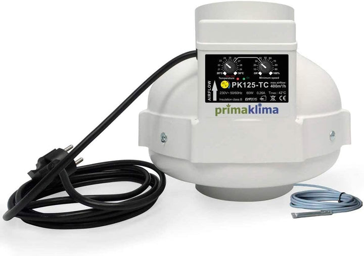 Prima Klima Rohrventilator Temperatur- und Drehzahl gesteuert 400cbm/125mm