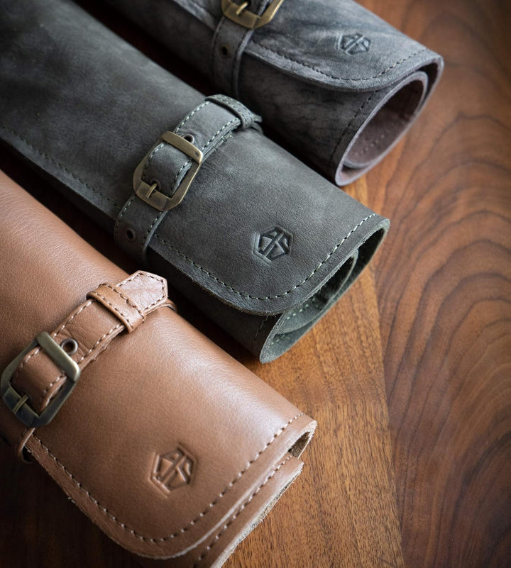 Angus Stoke Messertasche Leder Köche 7-Fach Echt-Leder Kochmesserrolle gross – Messer Tasche Kochmes