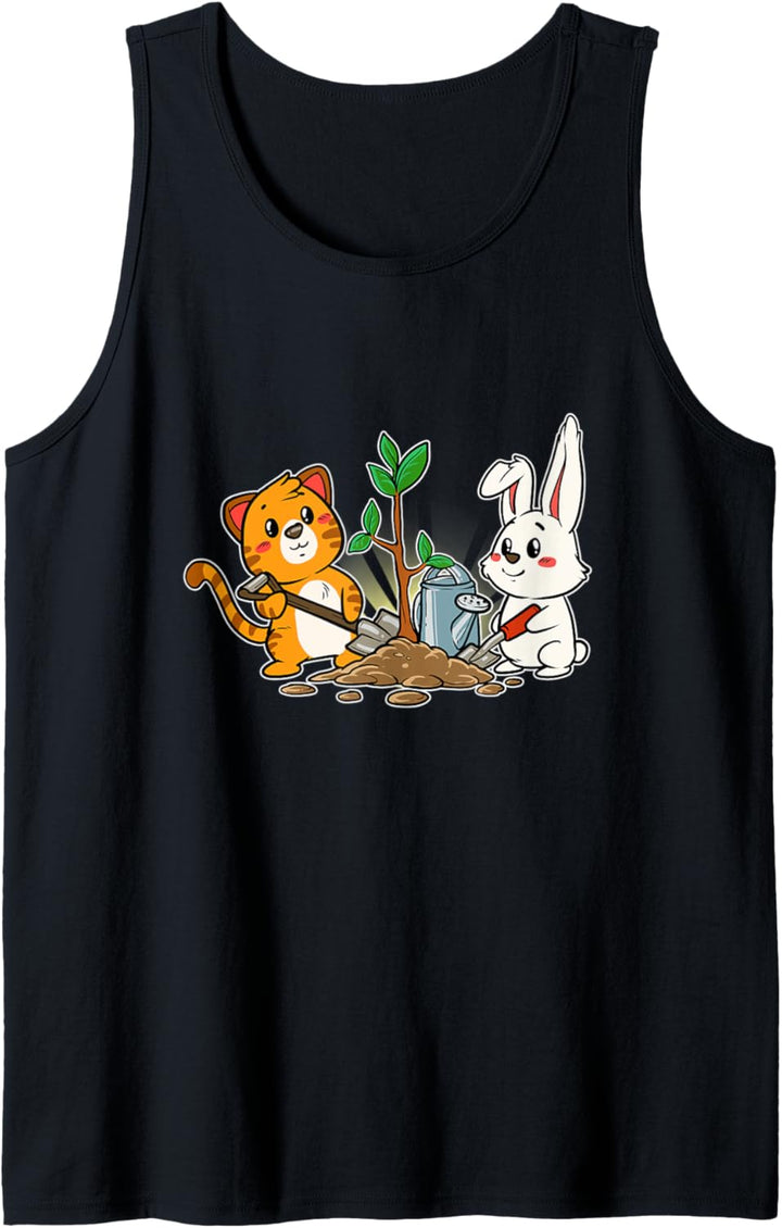 Lustiges Gärtner Kuscheltiere Garten Häschen Pflanzen Katze Tank Top