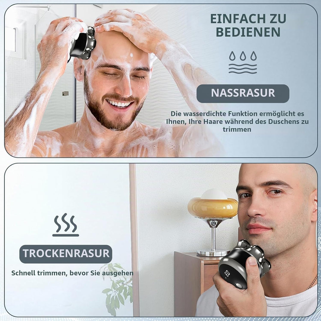 Glatzen Rasierer Herren Elektrisch, 7D Flexibler Detachable Glatzenrasierer, Magnetische Schwebender