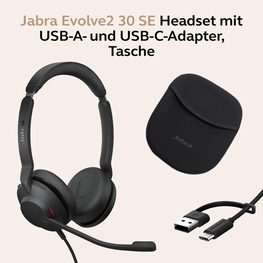 Jabra Evolve2 30 SE Telefon On Ear Headset kabelgebunden Stereo Schwarz Mikrofon-Rauschunterdrückung