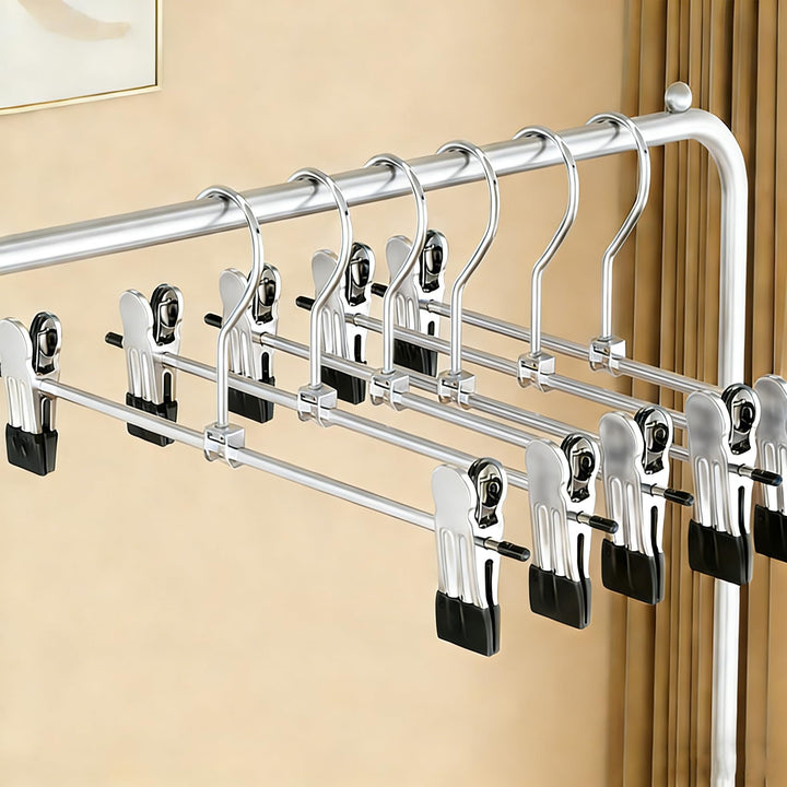 Hosenbügel aus Metall, 20er Set, Rockbügel, 40 cm lang, Kleiderbügel mit Verstellbaren Clips für Hos