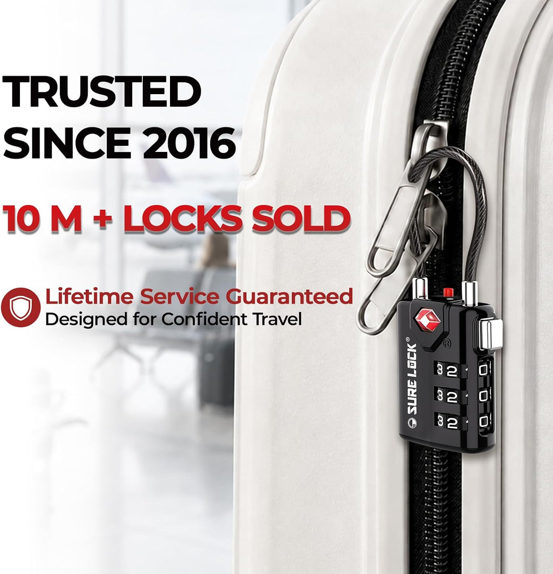 SURE LOCK TSA-kompatible Reisegepäckschlösser, Inspektionsanzeige, leicht ablesbare Zifferblätter, T