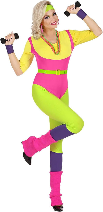 "80s AEROBICS INSTRUCTOR" (jumpsuit, belt, sweatband, wristbands) - (M), M