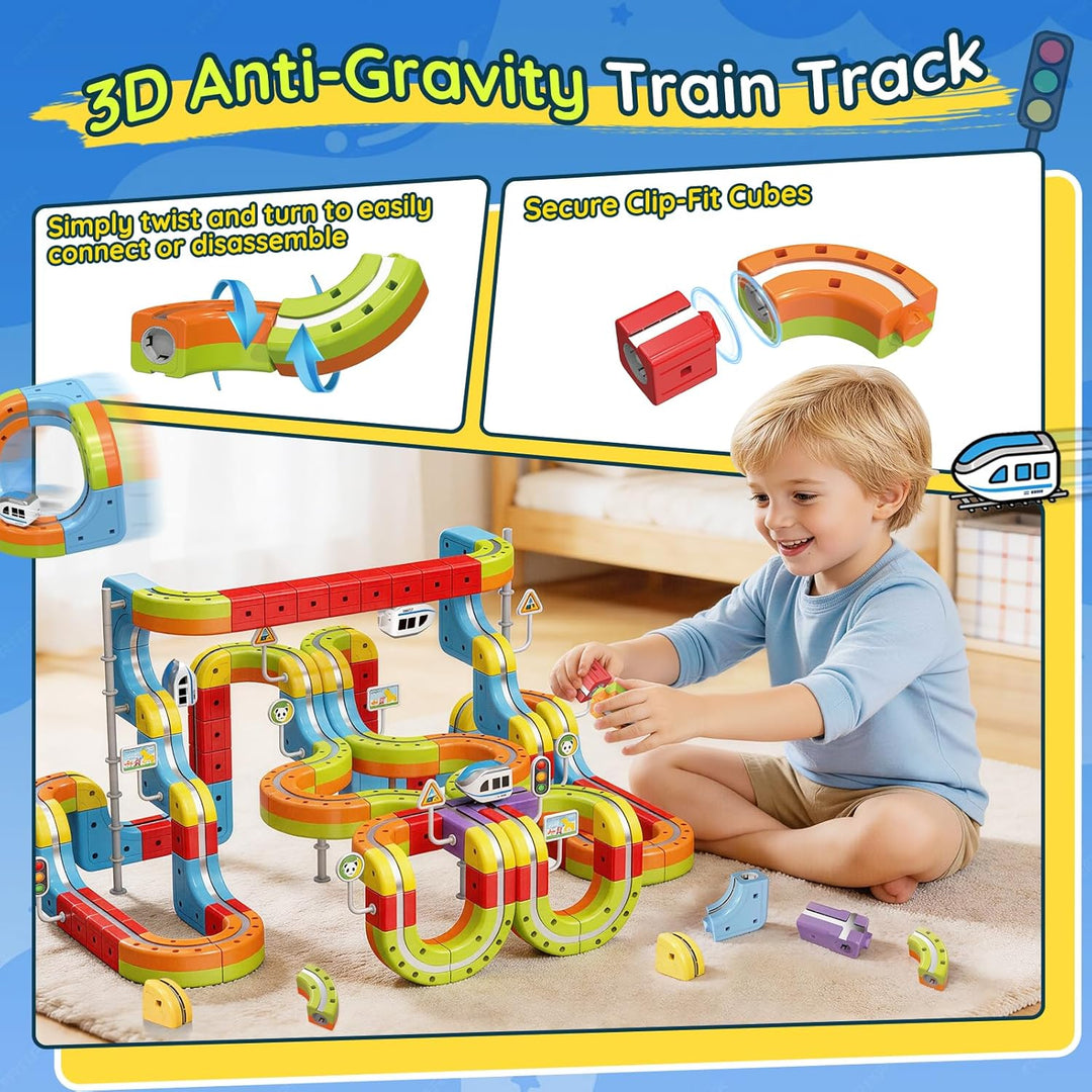 Elektrisches Eisenbahn Set, DIY Electric Train Set mit Schwerkraft Defying 3D-Layouts & Magisches Sc