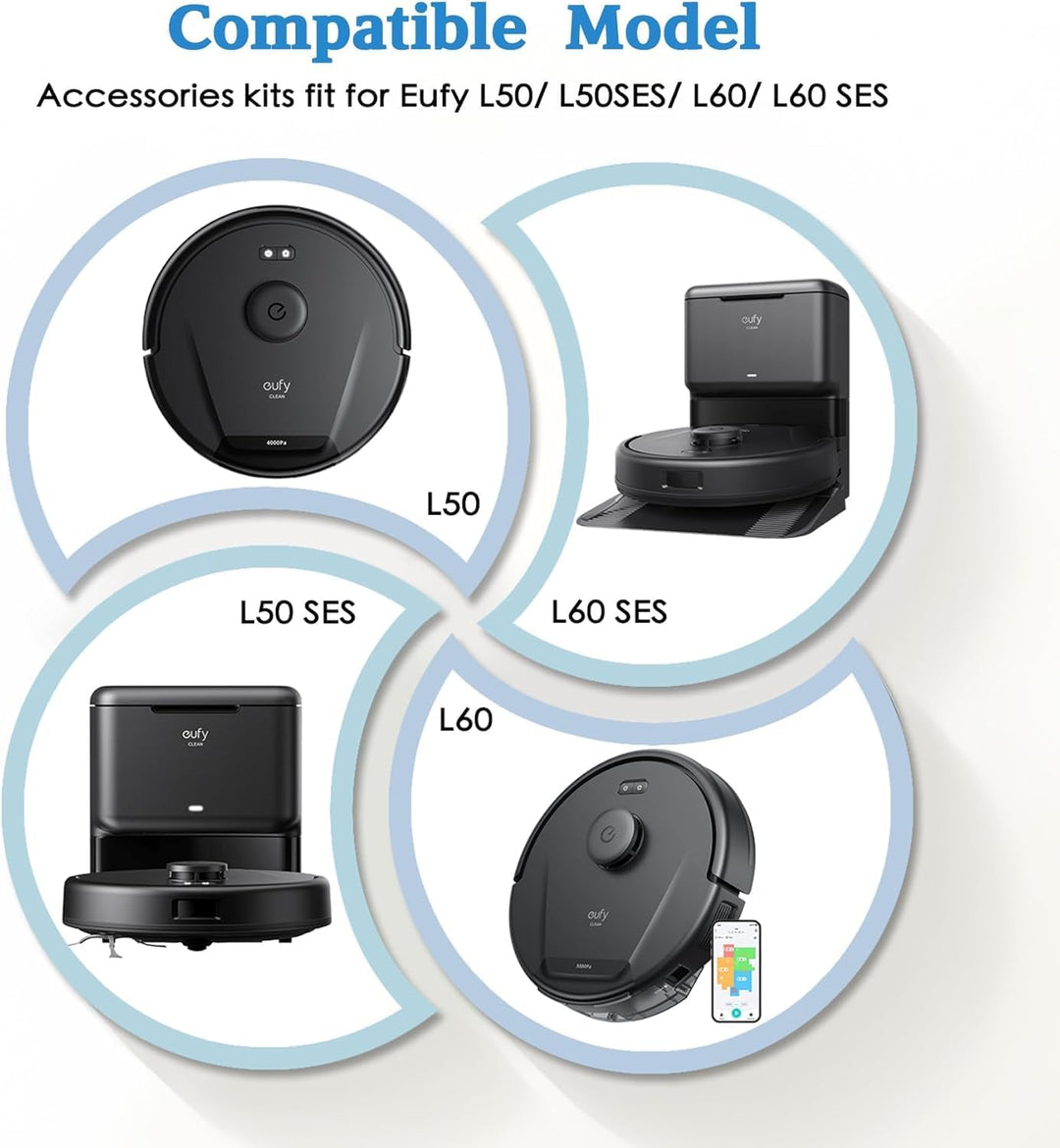 20 Stück Ersatzteile für Eufy L60/ L60 SES/ L50/ L50 SES Saugroboter, Ersatz Zubehörset mit 2 Hauptb