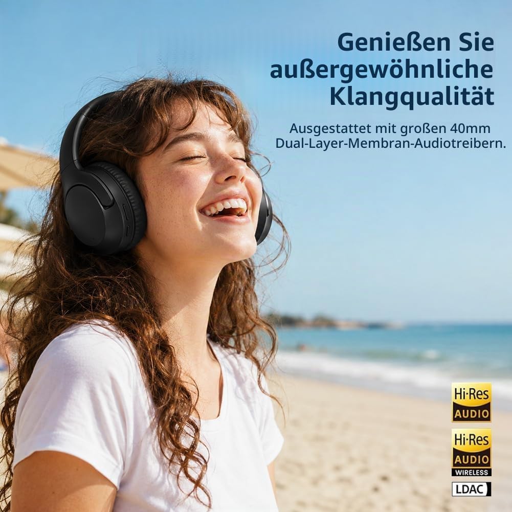 Kopfhörer Kabellos Bluetooth Over Ear, Active Noise Cancelling Kopfhörer, Bluetooth 5.4, Hi-Res Soun
